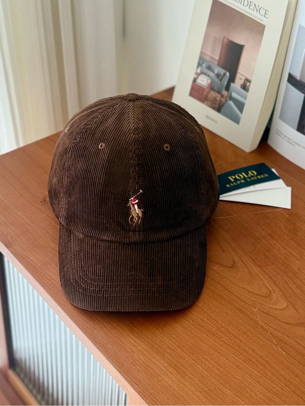 Polo by Ralph Lauren Brown Corduroy Cap with Embroidered Pony